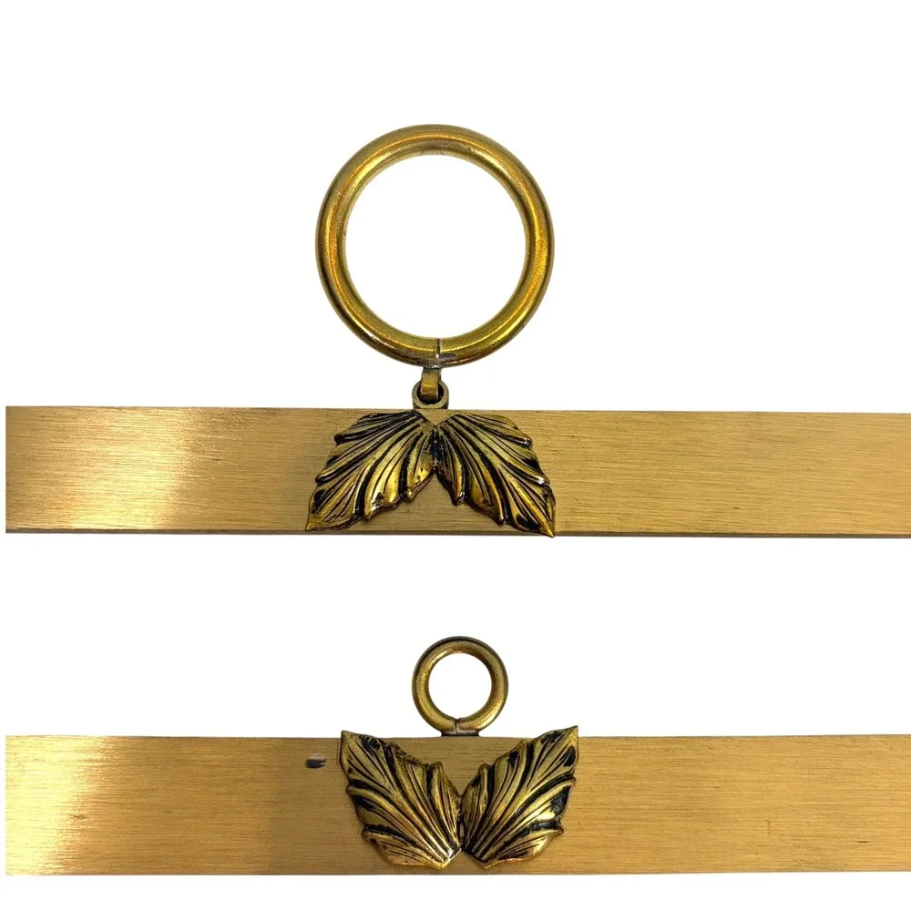 VTG H. Boje Denmark Bronze Tapestry‎ Hanger Set MCM Leaf Design Danish Rare
